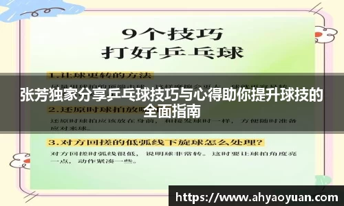 张芳独家分享乒乓球技巧与心得助你提升球技的全面指南